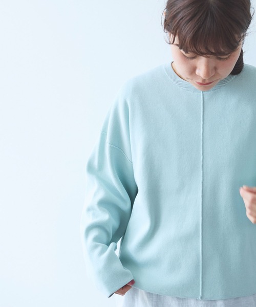 yuni（ユニ　）の「コットンスムース ショートニットプルオーバー（ニット/セーター・レディース・ブルー/サックスブルー/ブラック/ブラウン・FREE）」の4枚目の写真