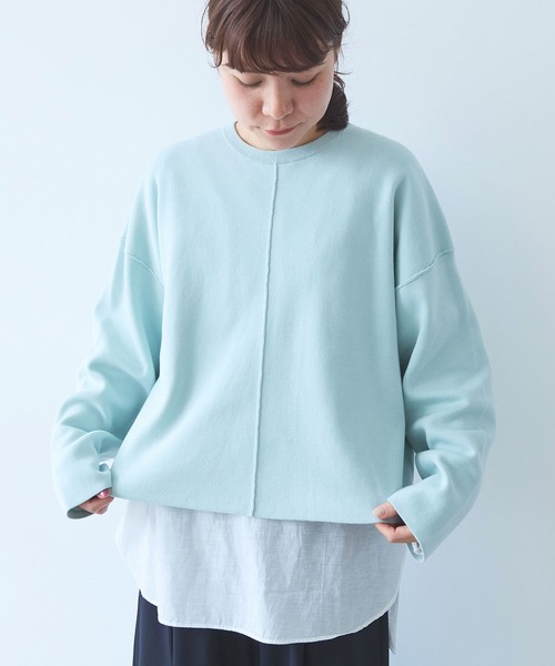 yuni（ユニ　）の「コットンスムース ショートニットプルオーバー（ニット/セーター・レディース・ブルー/サックスブルー/ブラック/ブラウン・FREE）」の14枚目の写真