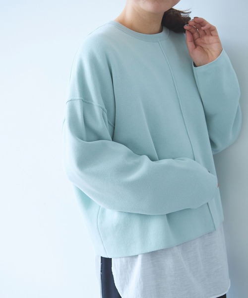yuni（ユニ　）の「コットンスムース ショートニットプルオーバー（ニット/セーター・レディース・ブルー/サックスブルー/ブラック/ブラウン・FREE）」の13枚目の写真