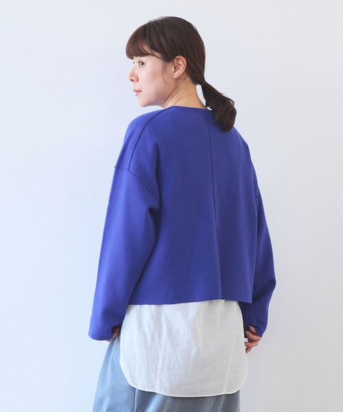 yuni（ユニ　）の「コットンスムース ショートニットプルオーバー（ニット/セーター・レディース・ブルー/サックスブルー/ブラック/ブラウン・FREE）」の8枚目の写真