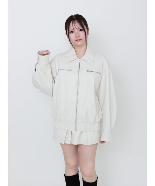 EATME（イートミー）の「ヴィンテージライクフェイクレザーブルゾン（ブルゾン・レディース・ブラウン/グレー/アイボリー・FREE）」の4枚目の写真