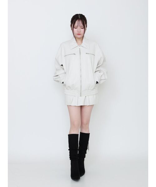 EATME（イートミー）の「ヴィンテージライクフェイクレザーブルゾン（ブルゾン・レディース・ブラウン/グレー/アイボリー・FREE）」の9枚目の写真