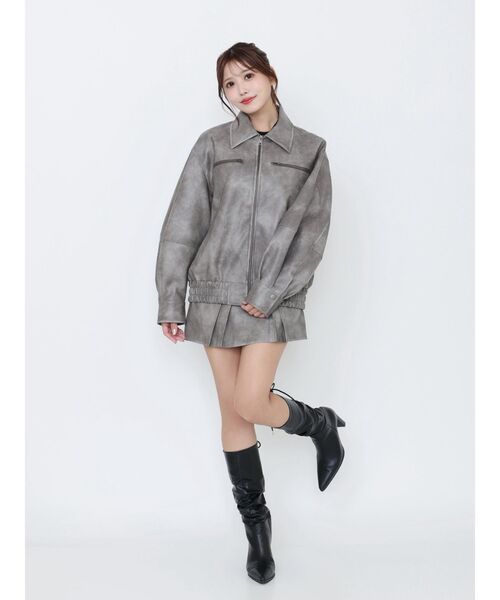 EATME（イートミー）の「ヴィンテージライクフェイクレザーブルゾン（ブルゾン・レディース・ブラウン/グレー/アイボリー・FREE）」の12枚目の写真