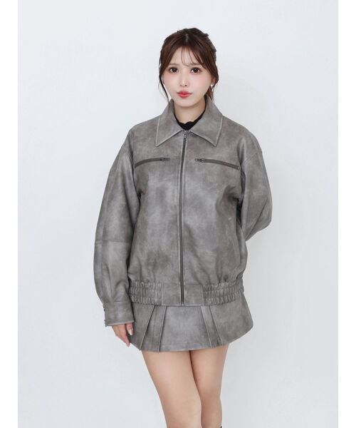 EATME（イートミー）の「ヴィンテージライクフェイクレザーブルゾン（ブルゾン・レディース・ブラウン/グレー/アイボリー・FREE）」の15枚目の写真