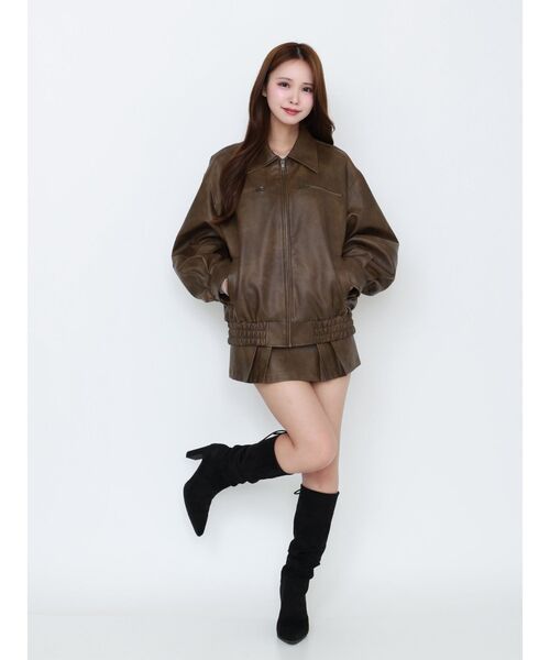 EATME（イートミー）の「ヴィンテージライクフェイクレザーブルゾン（ブルゾン・レディース・ブラウン/グレー/アイボリー・FREE）」の18枚目の写真