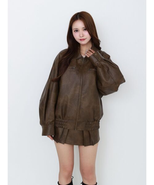 EATME（イートミー）の「ヴィンテージライクフェイクレザーブルゾン（ブルゾン・レディース・ブラウン/グレー/アイボリー・FREE）」の19枚目の写真