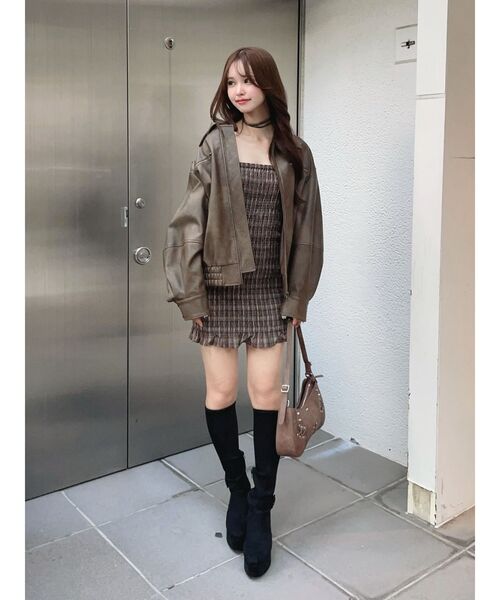 EATME（イートミー）の「ヴィンテージライクフェイクレザーブルゾン（ブルゾン・レディース・ブラウン/グレー/アイボリー・FREE）」の22枚目の写真