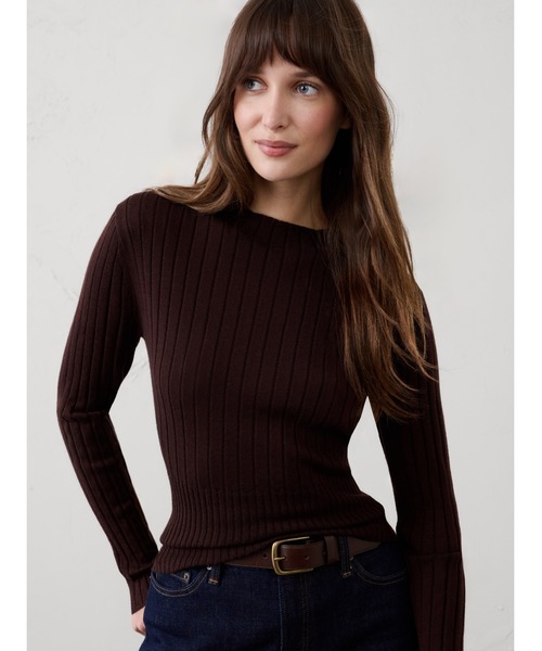 BANANA REPUBLIC FACTORY STORE（バナナリパブリック ファクトリーストア）の「BANANA REPUBLIC FACTORY STORE　　メリノウール リブタートルネックセーター（ニット/セーター・レディース・ブラウン/グレー/ブラック/ブルー/ワイン・XS/M/L/S）」の3枚目の写真