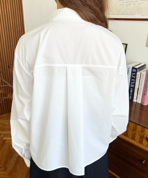 moment+(モーメントプラス)の「衿ワンポイント刺繍ピコレース長袖ブラウス(シャツ/ブラウス・レディース・オフホワイト/ブラック/サックスブルー/ピンク/ネイビー・M/L)」の17枚目の写真