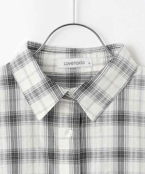 LOVETOXIC(ラブトキシック)の「【綿100%】チェックノースリーブドロストシャツ(シャツ/ブラウス・キッズ・ブラック/オフホワイト・M:150cm/L:160cm/S:140cm/130cm)」の7枚目の写真