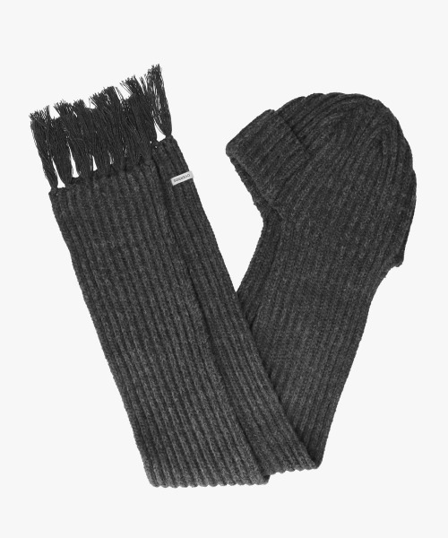 OVERRIDE(オーバーライド)の「OVERRIDE KNIT SCARF FLIGHTCAP SGP / オーバーライド(ニットキャップ/ビーニー・レディース・ダークグレー/ホワイト/ブラウン・57~59cm)」の10枚目の写真