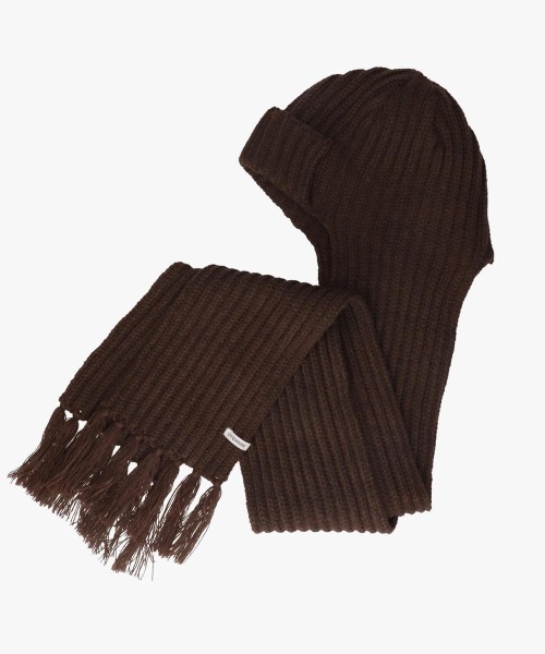 OVERRIDE(オーバーライド)の「OVERRIDE KNIT SCARF FLIGHTCAP SGP / オーバーライド(ニットキャップ/ビーニー・レディース・ダークグレー/ホワイト/ブラウン・57~59cm)」の17枚目の写真