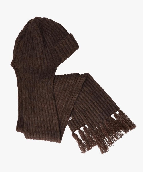 OVERRIDE(オーバーライド)の「OVERRIDE KNIT SCARF FLIGHTCAP SGP / オーバーライド(ニットキャップ/ビーニー・レディース・ダークグレー/ホワイト/ブラウン・57~59cm)」の18枚目の写真