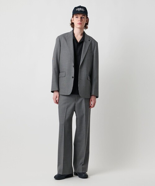 UNITED ARROWS & SONS＞ WOOL CHECK WIDE TROUSERS/スラックス