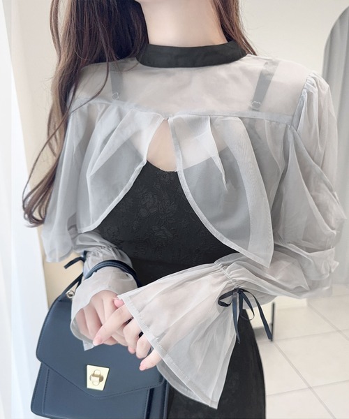 mily bilet(ミウィビレット)の「【新色ブラウン追加!】【mily bilet】オケージョンにも使える◎チュールと花柄ブークレーの異素材ワンピース(ワンピース・レディース・アイボリー/グレー/ブラウン・LARGE/MEDIUM/SMALL/X-LARGE)」の6枚目の写真