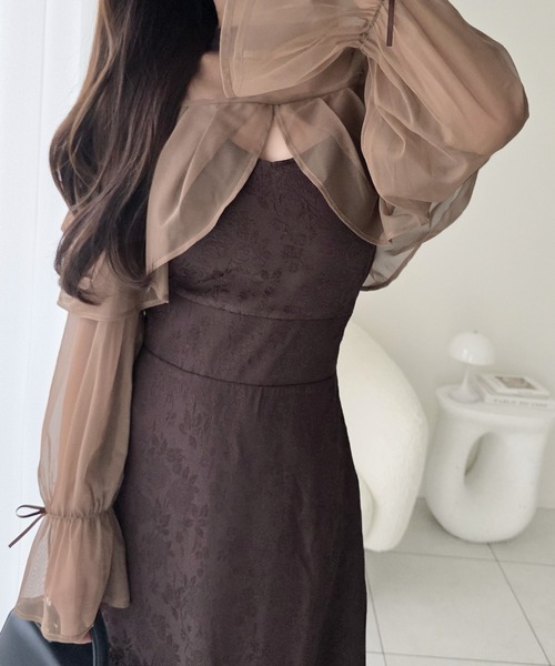 mily bilet(ミウィビレット)の「【新色ブラウン追加!】【mily bilet】オケージョンにも使える◎チュールと花柄ブークレーの異素材ワンピース(ワンピース・レディース・アイボリー/グレー/ブラウン・LARGE/MEDIUM/SMALL/X-LARGE)」の18枚目の写真