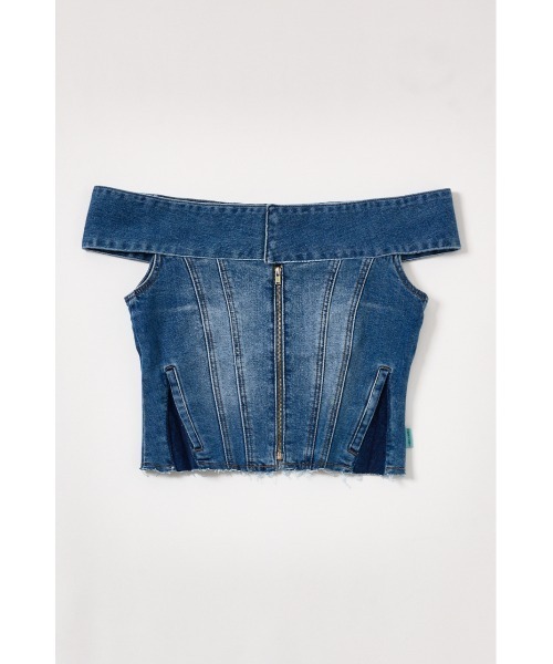 InstantFunk（インスタントファンク）の「【INSTANTFUNK】デニム オフショルダートップ（ベスト・レディース・グレー/ブルー・SMALL/MEDIUM）」の2枚目の写真