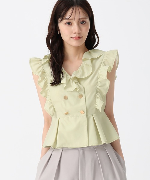 31 Sons de mode(トランテアン ソン ドゥ モード)の「2025秋冬新作 フリルペプラムブラウス(シャツ/ブラウス・レディース・ブラウン/イエロー/ホワイト・フリ-)」の3枚目の写真