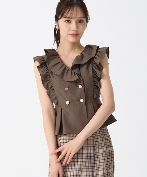 31 Sons de mode(トランテアン ソン ドゥ モード)の「2025秋冬新作 フリルペプラムブラウス(シャツ/ブラウス・レディース・ブラウン/イエロー/ホワイト・フリ-)」の15枚目の写真