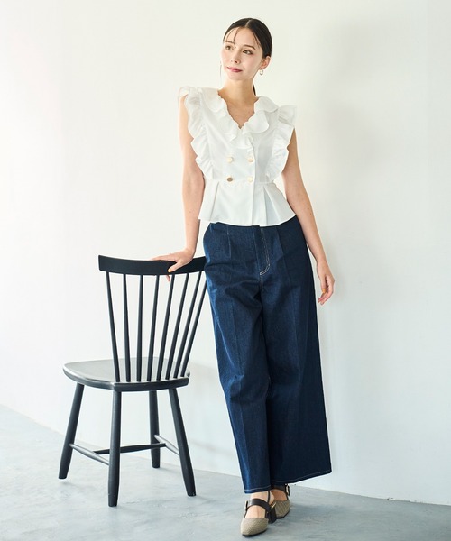 31 Sons de mode(トランテアン ソン ドゥ モード)の「2025秋冬新作 フリルペプラムブラウス(シャツ/ブラウス・レディース・ブラウン/イエロー/ホワイト・フリ-)」の6枚目の写真