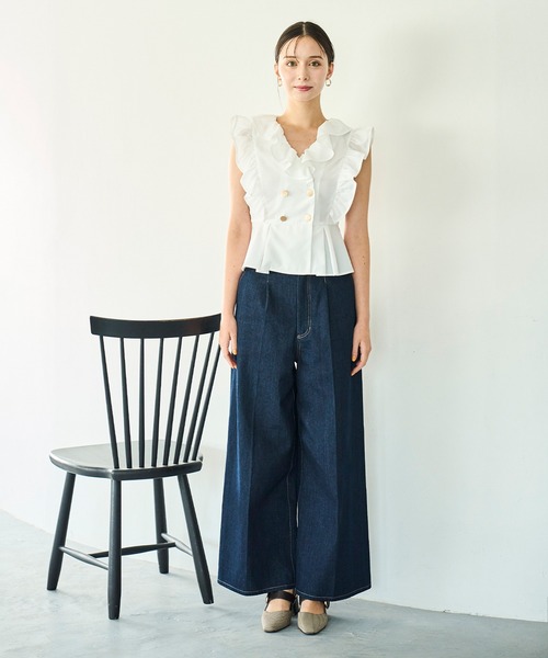 31 Sons de mode(トランテアン ソン ドゥ モード)の「2025秋冬新作 フリルペプラムブラウス(シャツ/ブラウス・レディース・ブラウン/イエロー/ホワイト・フリ-)」の8枚目の写真