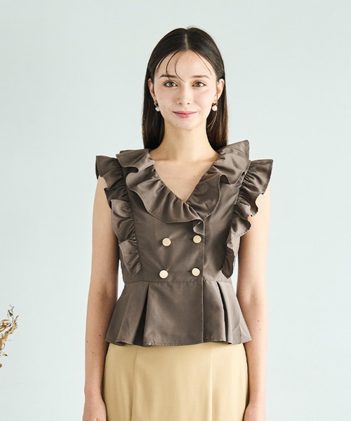 31 Sons de mode(トランテアン ソン ドゥ モード)の「2025秋冬新作 フリルペプラムブラウス(シャツ/ブラウス・レディース・ブラウン/イエロー/ホワイト・フリ-)」の9枚目の写真