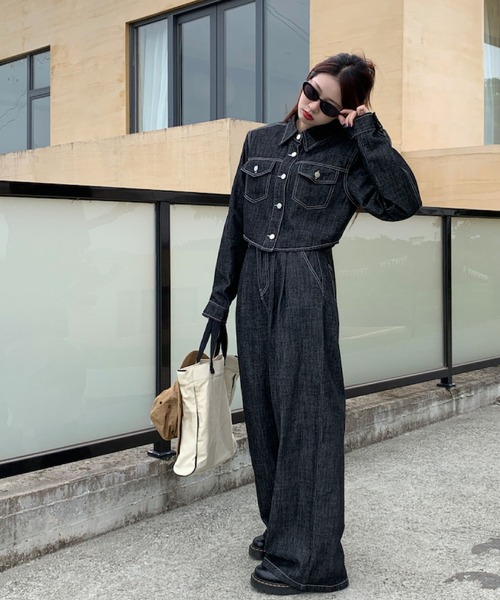オールインワン風デニムセットアップ（セットアップ）｜2ly2