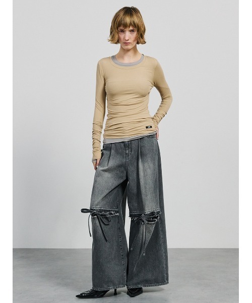 SORIN(ソリン )の「Ribbon Slit Jeans/リボンスリットジーンズ(デニムパンツ・レディース・チャコールグレー/インディゴブルー・36/38)」の3枚目の写真