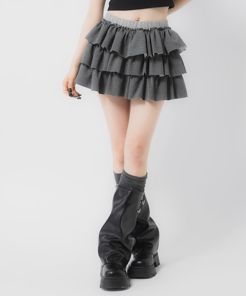 17HR（セブンティーンアワーズ）の「3段フリルミニスカート（スカート・レディース・ブラック/グレー・FREE）」の7枚目の写真