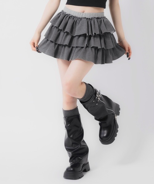 17HR（セブンティーンアワーズ）の「3段フリルミニスカート（スカート・レディース・ブラック/グレー・FREE）」の19枚目の写真