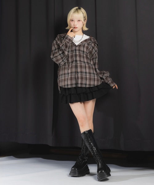 17HR（セブンティーンアワーズ）の「3段フリルミニスカート（スカート・レディース・ブラック/グレー・FREE）」の17枚目の写真