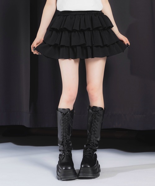 17HR（セブンティーンアワーズ）の「3段フリルミニスカート（スカート・レディース・ブラック/グレー・FREE）」の10枚目の写真