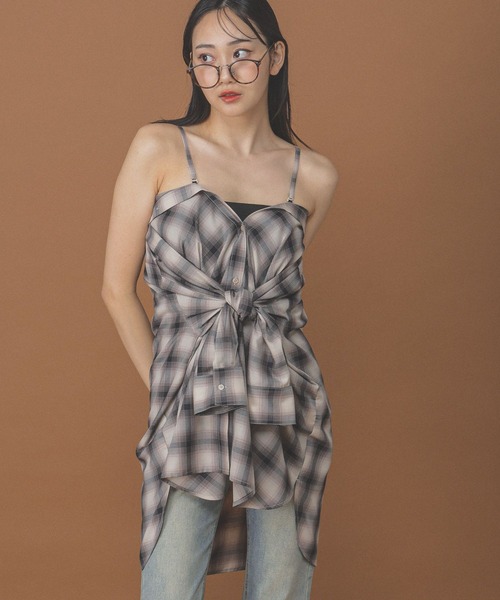 3.3 Field Trip （3.3フィールドトリップ）の「【2WAY】3.3 Field Trip／オフショルチェックシャツ（シャツ/ブラウス・レディース・ネイビー/ベージュ/ブラウン/その他1/その他2・FREE）」の3枚目の写真