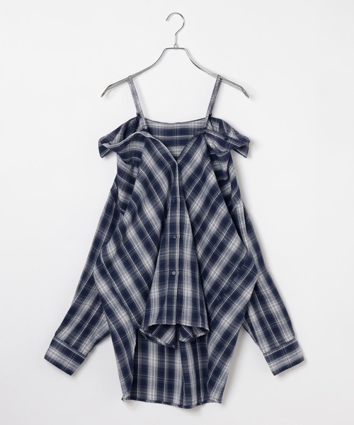 3.3 Field Trip （3.3フィールドトリップ）の「【2WAY】3.3 Field Trip／オフショルチェックシャツ（シャツ/ブラウス・レディース・ネイビー/ベージュ/ブラウン/その他1/その他2・FREE）」の15枚目の写真