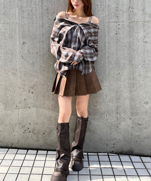3.3 Field Trip （3.3フィールドトリップ）の「【2WAY】3.3 Field Trip／オフショルチェックシャツ（シャツ/ブラウス・レディース・ネイビー/ベージュ/ブラウン/その他1/その他2・FREE）」の21枚目の写真