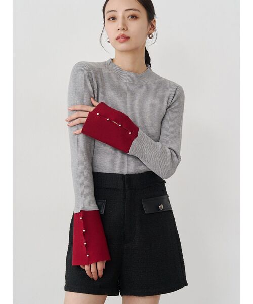 MURUA（ムルーア）の「フレアスリーブアクセントニット（ニット/セーター・レディース・ブラック/アイボリー/グリーン/ブラウン/ホワイト/グレー・FREE）」の4枚目の写真