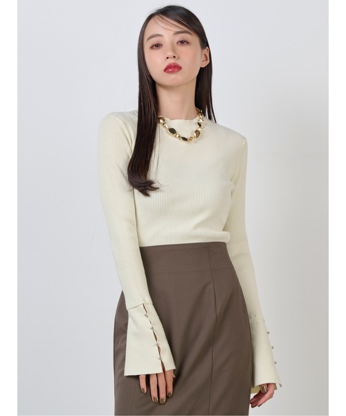 MURUA（ムルーア）の「フレアスリーブアクセントニット（ニット/セーター・レディース・ブラック/アイボリー/グリーン/ブラウン/ホワイト/グレー・FREE）」の13枚目の写真