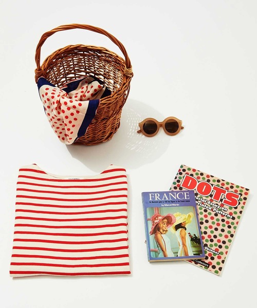 CHILD WOMAN（チャイルドウーマン）の「16/2空紡糸ボーダー チェリー刺繍5分袖プルオーバー（Tシャツ/カットソー・レディース・ブルー/アイボリー/ネイビー/レッド・FREE）」の4枚目の写真