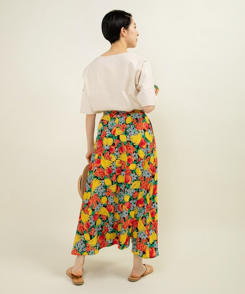 CHILD WOMAN（チャイルドウーマン）の「16/2空紡糸ボーダー チェリー刺繍5分袖プルオーバー（Tシャツ/カットソー・レディース・ブルー/アイボリー/ネイビー/レッド・FREE）」の17枚目の写真