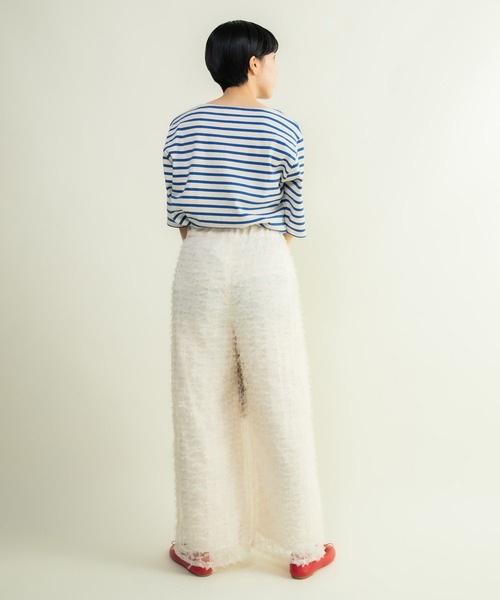 CHILD WOMAN（チャイルドウーマン）の「16/2空紡糸ボーダー チェリー刺繍5分袖プルオーバー（Tシャツ/カットソー・レディース・ブルー/アイボリー/ネイビー/レッド・FREE）」の18枚目の写真