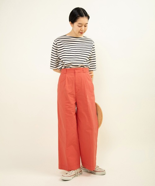 CHILD WOMAN(チャイルドウーマン)の「16/2空紡糸ボーダー チェリー刺繍5分袖プルオーバー(Tシャツ/カットソー・レディース・ブルー/アイボリー/ネイビー/レッド・FREE)」の14枚目の写真