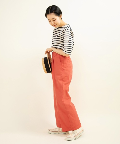 CHILD WOMAN（チャイルドウーマン）の「16/2空紡糸ボーダー チェリー刺繍5分袖プルオーバー（Tシャツ/カットソー・レディース・ブルー/アイボリー/ネイビー/レッド・FREE）」の13枚目の写真