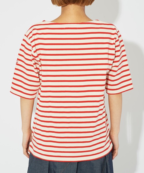 CHILD WOMAN（チャイルドウーマン）の「16/2空紡糸ボーダー チェリー刺繍5分袖プルオーバー（Tシャツ/カットソー・レディース・ブルー/アイボリー/ネイビー/レッド・FREE）」の8枚目の写真