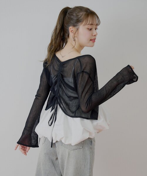 セール】前後2wayドロストシアーカーディガン（カーディガン/ボレロ
