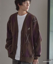 KANGOL/カンゴール 別注 ロゴ ワンポイント刺繍 デザインアソートシームポケットルーズニットカーディガン
