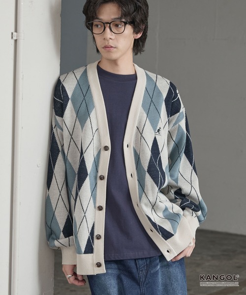 KANGOL(カンゴール)の「KANGOL/カンゴール 別注 ロゴ ワンポイント刺繍 デザインアソートシームポケットルーズニットカーディガン(カーディガン/ボレロ・メンズ・ブラック系/チャコール/ブラウン/アイボリー/ネイビー系・L/M)」の9枚目の写真