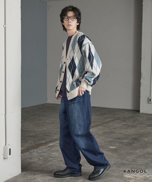 KANGOL(カンゴール)の「KANGOL/カンゴール 別注 ロゴ ワンポイント刺繍 デザインアソートシームポケットルーズニットカーディガン(カーディガン/ボレロ・メンズ・ブラック系/チャコール/ブラウン/アイボリー/ネイビー系・L/M)」の14枚目の写真