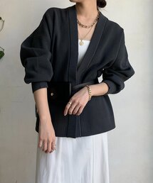 ストレッチヤーン片畦カーディガン