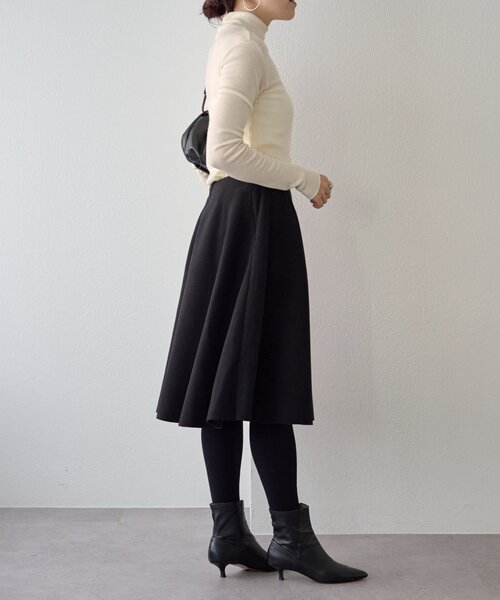 LIVETART（リヴェタート）の「メルトンジャージーフレアミディスカート（スカート・レディース・ブラック/チャコールグレー・FREE）」の9枚目の写真