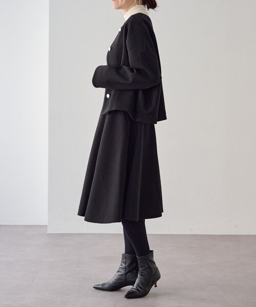 LIVETART（リヴェタート）の「メルトンジャージーフレアミディスカート（スカート・レディース・ブラック/チャコールグレー・FREE）」の12枚目の写真